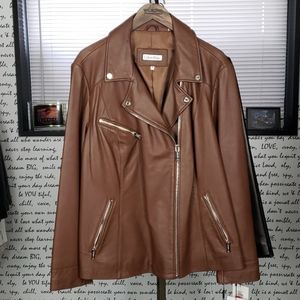 💥NEW💥 Calvin Klein Soft Brown Leather Jacket